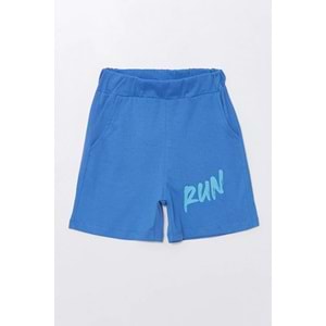 Run Baskılı Penye Şort- T-Shirt Kız-Erkek Takım - Coppa - İndigo - 2 YAŞ - FRND00000002-17