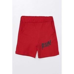 Run Baskılı Penye Şort- T-Shirt Kız-Erkek Takım - Coppa - Kırmızı - 4 YAŞ - FRND00000002-27