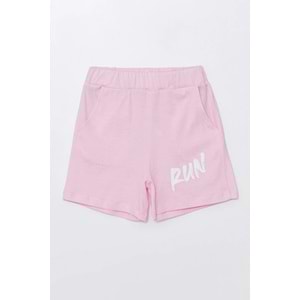 Run Baskılı Penye Şort- T-Shirt Kız-Erkek Takım - Coppa - Pembe - 4 YAŞ - FRND00000002-43