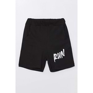 Run Baskılı Penye Şort- T-Shirt Kız-Erkek Takım - Coppa - Siyah - 3 YAŞ - FRND00000002-50