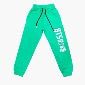 BTS Baskılı Pamuklu Beli Fırfırlı Pantolon FRND00000025 - Yeşil - 14 YAŞ - FRND00000025-466