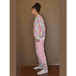 Yazı Baskılı Mevsimlik İkili Takım FRND35 - Pembe - 9 YAŞ