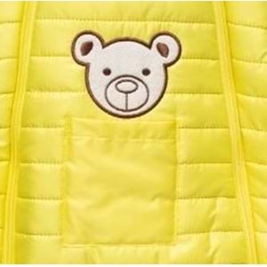 Bebe Kar Tulumu Kayak Tulum Cepli Ayıcık Nakışlı Kışlık- Sarı - 12-18 AY