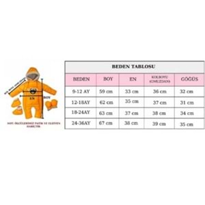 Kar Tulumu Bebe Kayak Tulum Şaşkın Göz Nakışlı Kışlık-Somon-12-18 AY