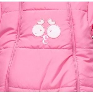 Kar Tulumu Bebe Kayak Tulum Şaşkın Göz Nakışlı Kışlık-Pembe-6-9AY