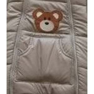 Kayak Tulum Bebe Kar Kıyafeti Ayıcık Nakışlı Kışlık- Gri - 9-12 AY