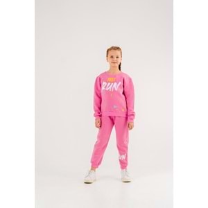 Kız-Erkek Çocuk Üç İp Kumaş Orta Kalınlıkta Basic Eşofman Takım - Pembe - 4 YAŞ