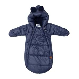 Bebek Yenidoğan Kundak Tulum Microkumaş Tulum Polarlı Lacivert - 0-3 AY