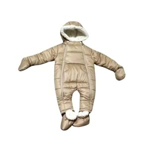 Kayak Tulum Bebe Kayak Kıyafeti Panda Baskılı -Kışlık - Bej - 24-36 AY