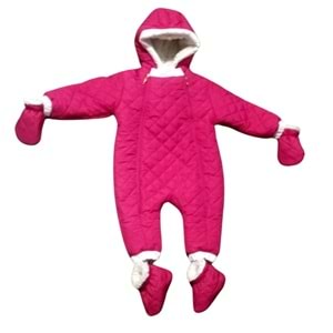 Kayak Tulum Bebe Kayak Kıyafeti Panda Baskılı -Kışlık - Fuşya - 24-36 AY