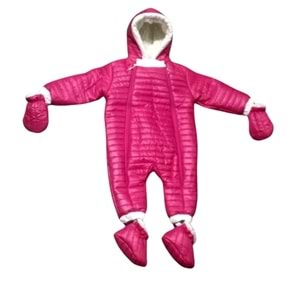 Kayak Tulum Bebe Kayak Kıyafeti Panda Baskılı -Kışlık - Fuşya - 24-36 AY