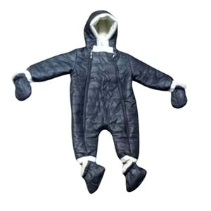 Kayak Tulum Bebe Kayak Kıyafeti Panda Baskılı -Kışlık - Füme - 24-36 AY