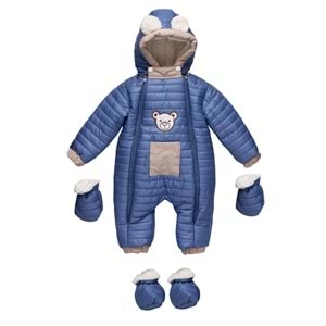Kayak Tulum Bebe Ayıcık Cepli Tulum - Coppa Kids - Kozmonot - İndigo - 9-12 AY - FRND00000091-1184