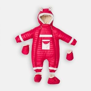 Kayak Tulum Bebe Kayak Kıyafeti Cepli Trenyolu-Kışlık- Fuşya - 12-18 AY