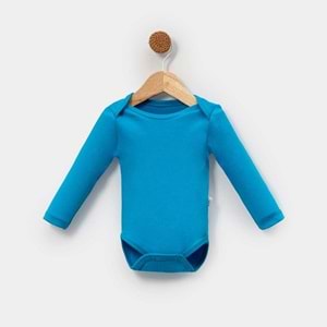 Jijek Baby 3 Lü Uzunkollu Bebek Body – Yumuşak,Rahat - SAKS-LACİVERT-TURKUAZ - 6-9AY