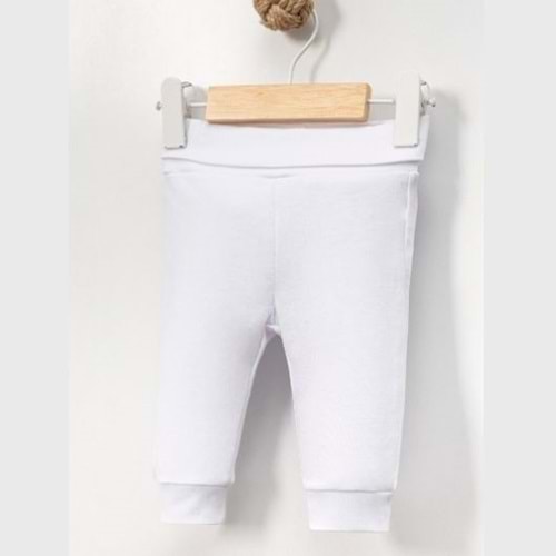 Jijek Baby Penye Pantolon | Rahat Esnek Günlük - Beyaz - 12-18 AY