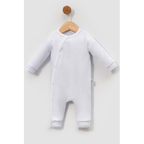 Yandan Çıtçıtlı Basic Bebek Tulum – Organik Pamuk, Kolay Giydirilebilir Tasarım- Beyaz -0-3 AY
