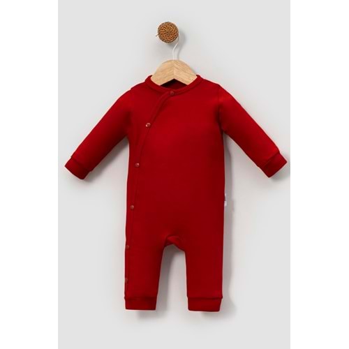 Yandan Çıtçıtlı Basic Bebek Tulum – Organik Pamuk, Kolay Giydirilebilir Tasarım -Kırmızı-0-3 AY