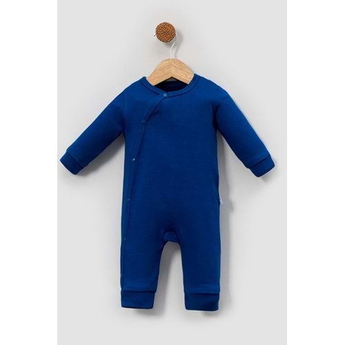 Yandan Çıtçıtlı Basic Bebek Tulum – Organik Pamuk, Kolay Giydirilebilir Tasarım -saks - 6-9AY