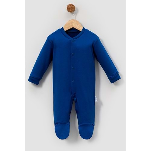 Önden Çıtçıtlı Bebek Tulum Pamuk, Pratik ve Şık Tasarım - saks - 0-3 AY
