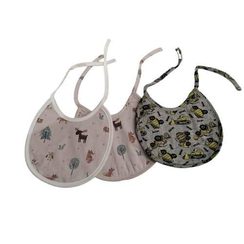 3'lü Paket Bebek Mama Önlüğü Seti - %100 Pamuklu,