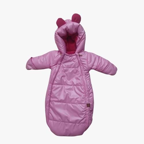 Bebek Yenidoğan Kundak Tulum Microkumaş Tulum Polarlı - Pembe - 0-3 AY