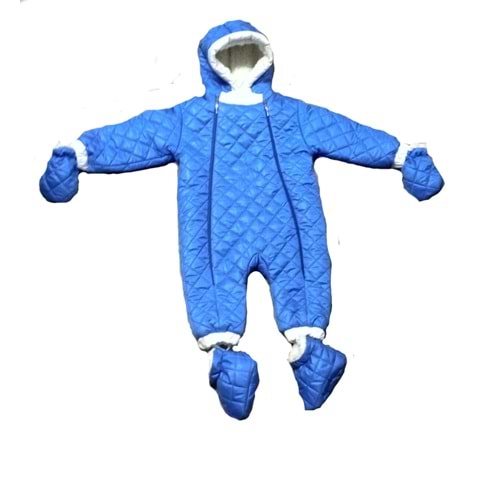 Kayak Tulum Bebe Kayak Kıyafeti Panda Baskılı -Kışlık - Mavi - 24-36 AY