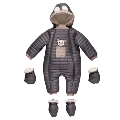 Kayak Tulum Bebe Ayıcık Cepli Tulum - Coppa Kids - Kozmonot - Füme - 24-36 AY - FRND00000091-1180