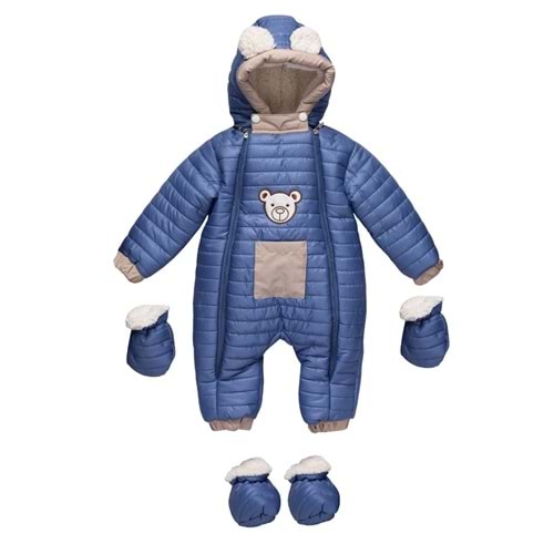 Kayak Tulum Bebe Ayıcık Cepli Tulum - Coppa Kids - Kozmonot - İndigo - 9-12 AY - FRND00000091-1184