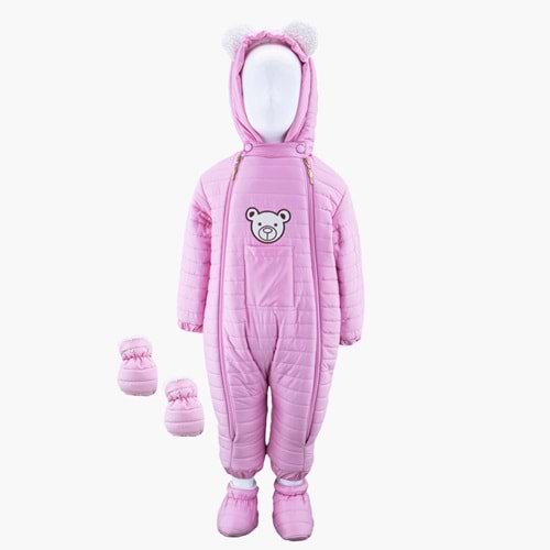 Kayak Tulum Bebe Ayıcık Cepli Tulum - Coppa Kids - Kozmonot - Pembe - 9-12 AY - FRND00000091-1188