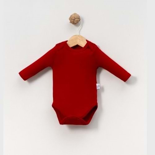 Jijek Baby Pamuk 3 Lü Uzunkollu Bebek Body – Yumuşak,Rahat - Kırmızı - 4 YAŞ