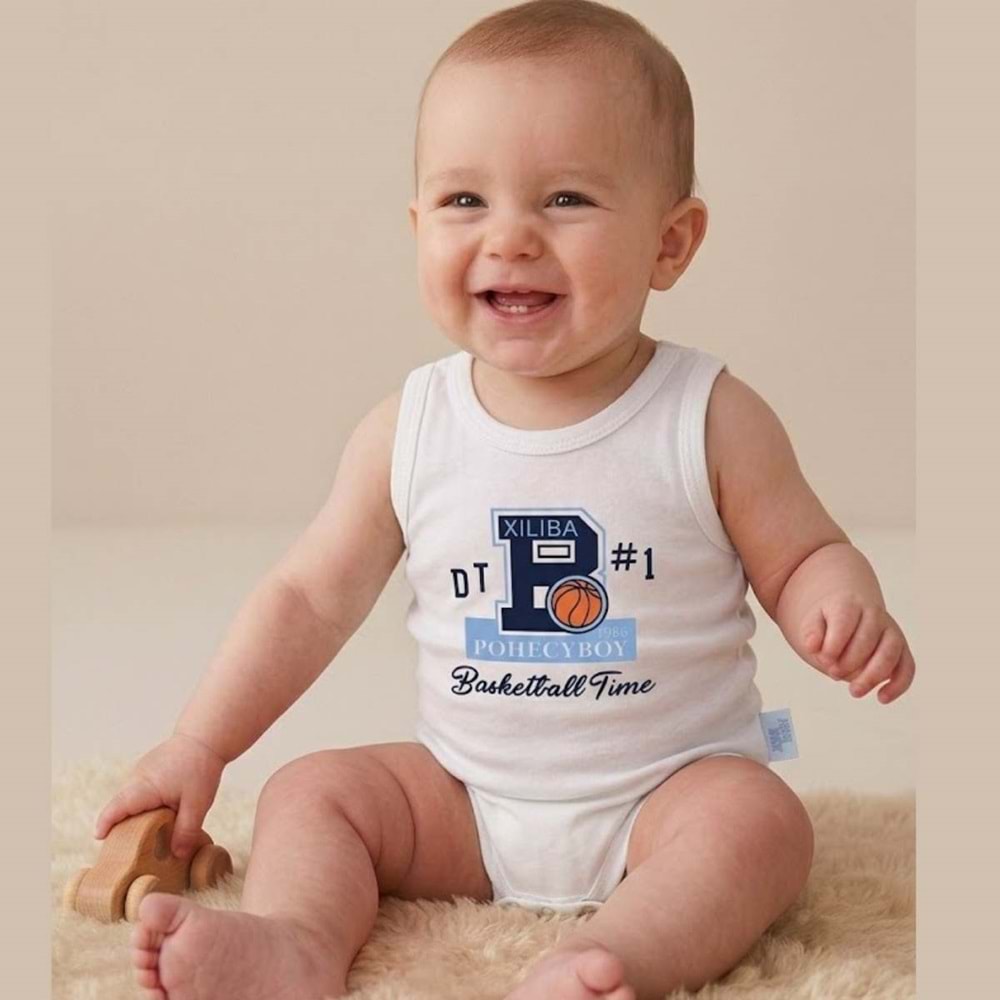Erkek Bebek Basketbol Temalı Atlet Body - Zıbın