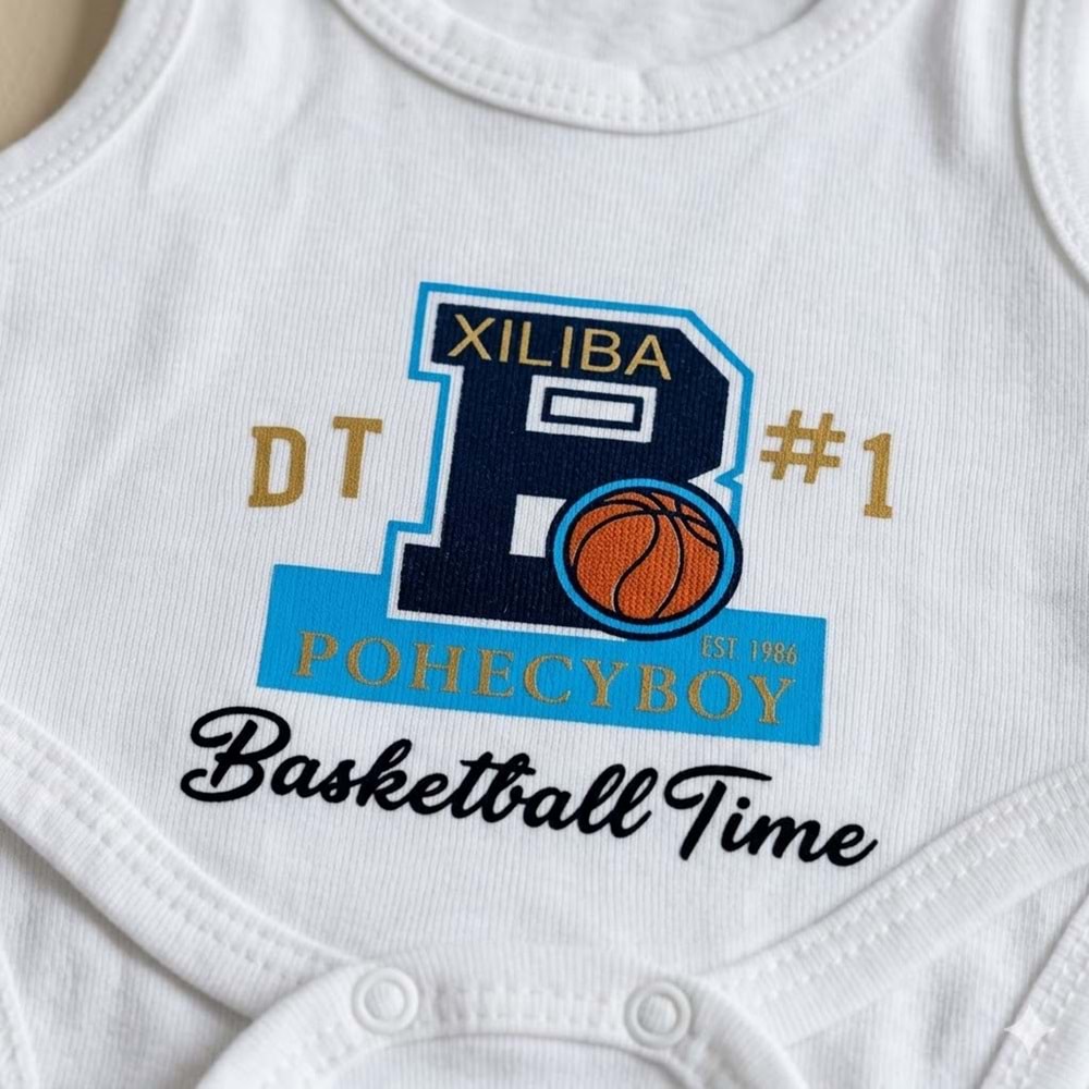 Erkek Bebek Basketbol Temalı Atlet Body -Zıbın