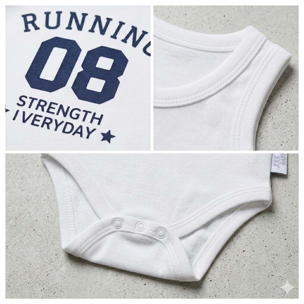 Jijek Baby Erkek Bebek Kırmızı Sportif Baskılı Atlet