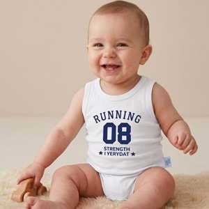 Jijek Baby Erkek Bebek Kırmızı Sportif Baskılı Atlet