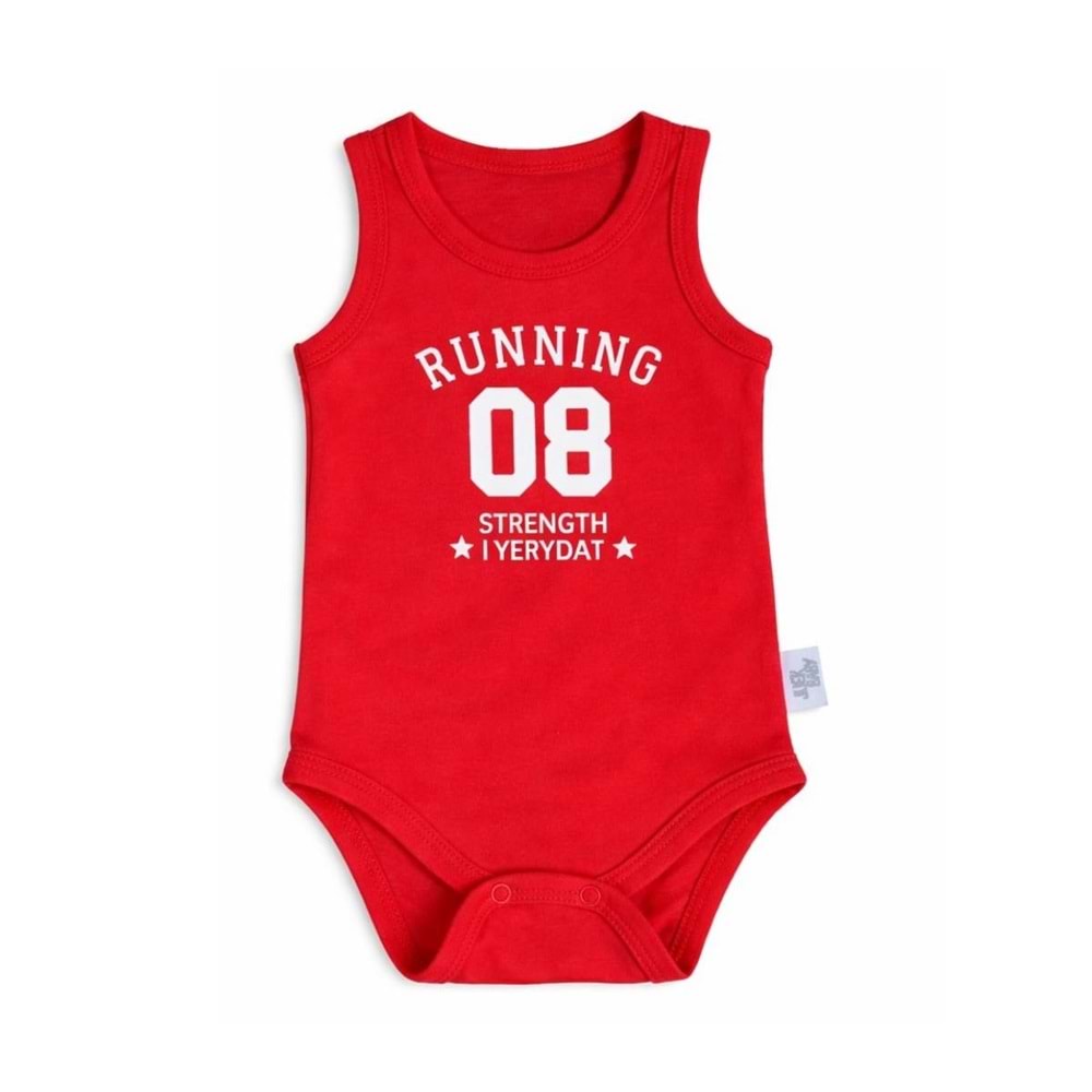 Jijek Baby Erkek Bebek Kırmızı Sportif Baskılı Atlet