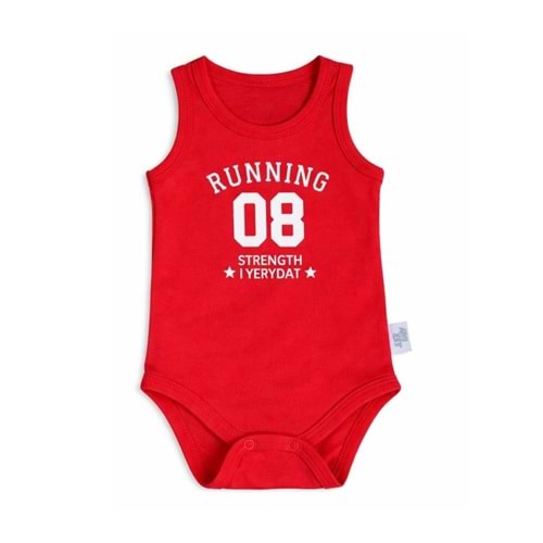 Jijek Baby Erkek Bebek Kırmızı Sportif Baskılı Atlet