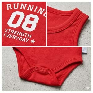 Jijek Baby Erkek Bebek Kırmızı Sportif Baskılı Atlet