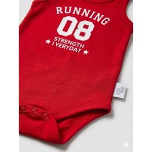 Jijek Baby Erkek Bebek Kırmızı Sportif Baskılı Atlet