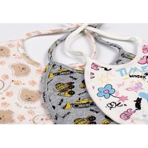 3'lü Paket Bebek Mama Önlüğü Seti - %100 Pamuklu