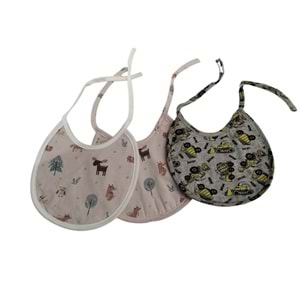 3'lü Paket Bebek Mama Önlüğü Seti - %100 Pamuklu,