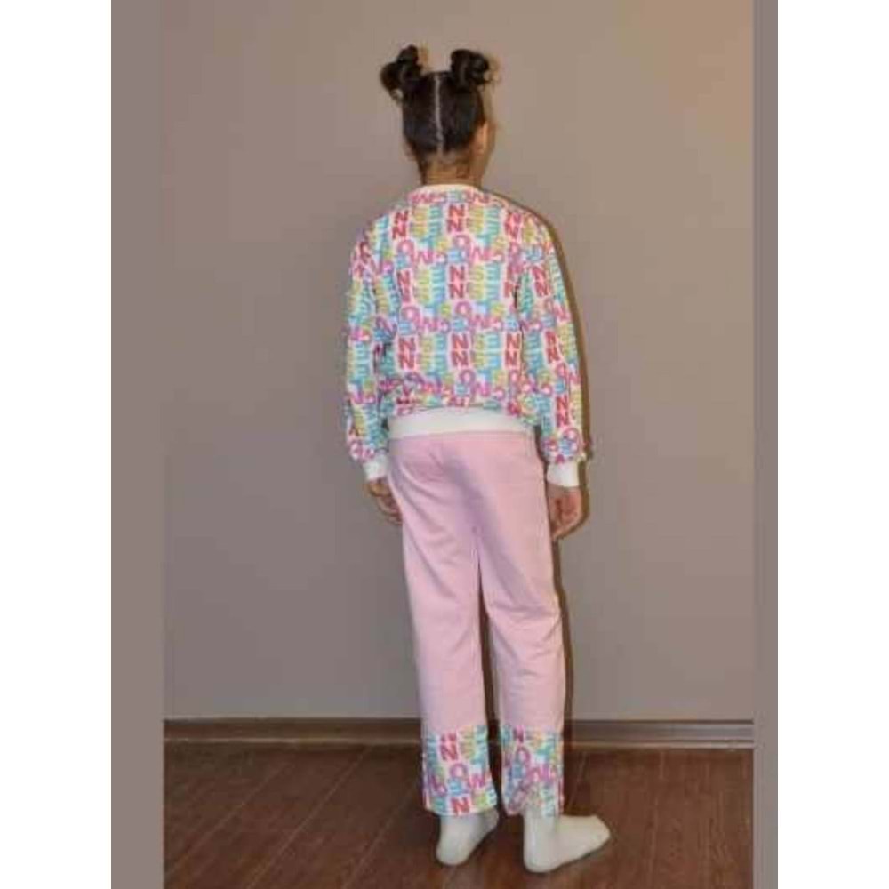 Yazı Baskılı Mevsimlik İkili Takım FRND35 - Pembe - 8 YAŞ