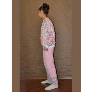 Yazı Baskılı Mevsimlik İkili Takım FRND35 - Pembe - 8 YAŞ