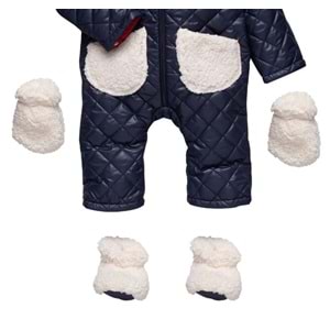 Bebe Şirinler Şapkalı Versoftlu Kozmonot Tulum-Kışlık-FRND67 - Lacivert - 24-36 AY