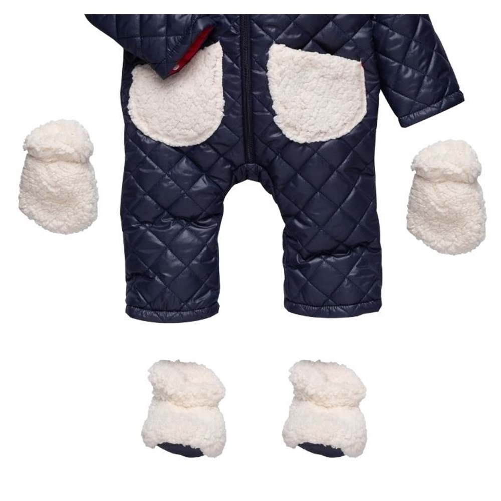 Bebe Şirinler Şapkalı Versoftlu Kozmonot Tulum-Kışlık-FRND67 - Lacivert - 18-24 AY