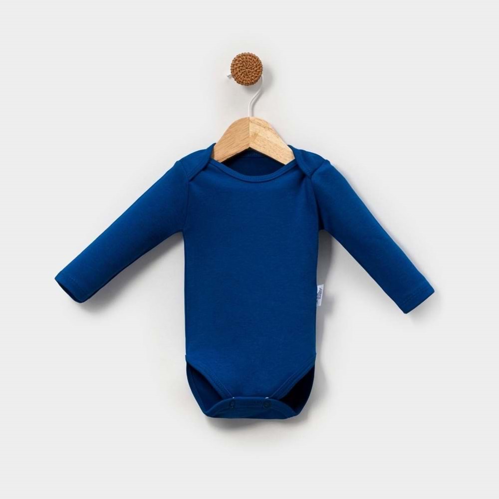 Jijek Baby 3 Lü Uzunkollu Bebek Body – Yumuşak,Rahat - SAKS-LACİVERT-TURKUAZ - 6-9AY